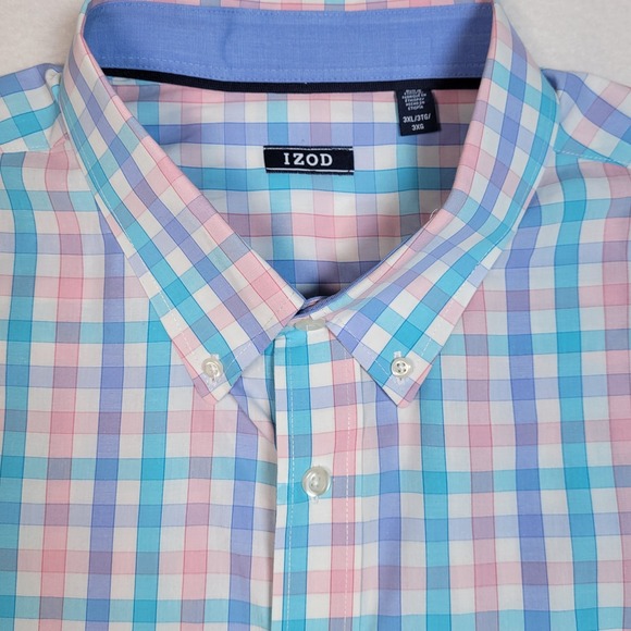 Izod Men's Long Sleeve 3XL  Plaid Cotton Blend Button Down Contrast Cuff - Picture 1 of 7